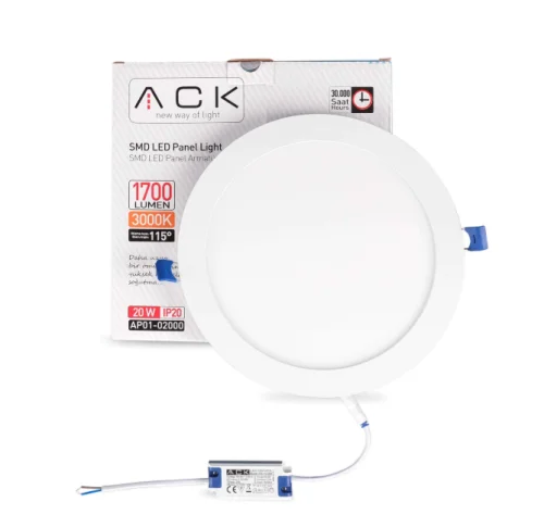 ACK AP01-02000 20 W Beyaz 3000K Yuvarlak Sıva Altı Led Panel Armatür - 3