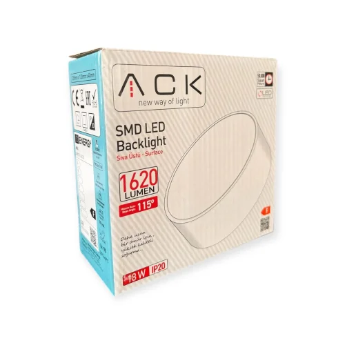 ACK AP05-01830 18W Beyaz 6500K Siva Üstü Yuvarlak Led Panel - 3
