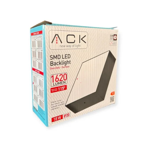 ACK AP06-01830 18W Beyaz 6500K Sıva Üstü Kare Led Backlight Panel - 3