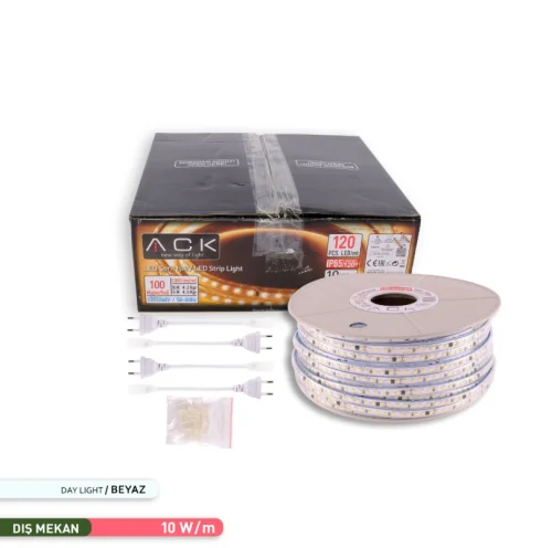 ACK AS01-01503 3535 120 Led/Metre 6500K 220V Şerit Led IP65 10mmx5mm 100 Metre - 3