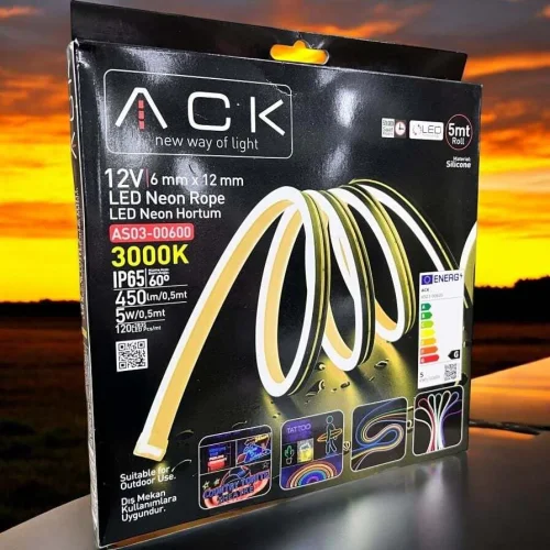 ACK AS03-00600 12V Neon Hortum 3000K 2835 5 Metre - 2