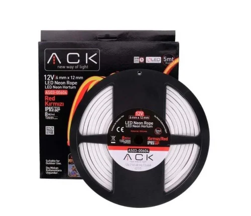 ACK AS03-00604 12V Neon Hortum Kırmızı 2835 5 Metre - 1