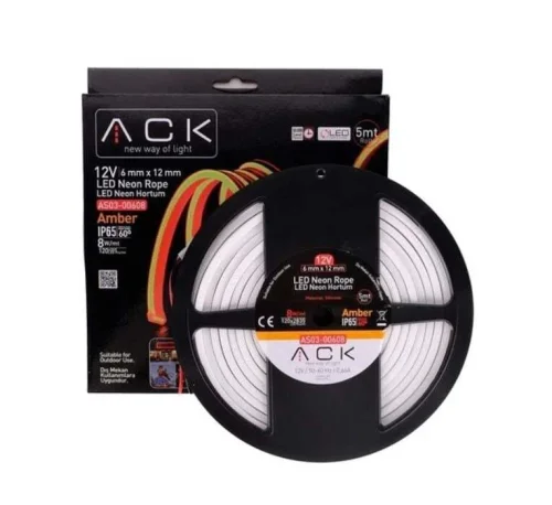 ACK AS03-00608 12V Neon Hortum Amber 2835 5 Metre - 1