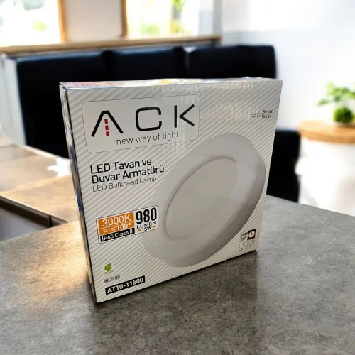 ACK AT10-11500 15W Beyaz 3000K IP65 Led Tavan Ve Duvar Armatürü - 2