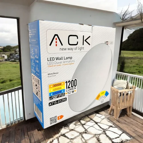 ACK AT15-01290 12W Led Duvar Armatürü Beyaz 6500-4000-3000K Butonlu Renk Seçeneği - 4