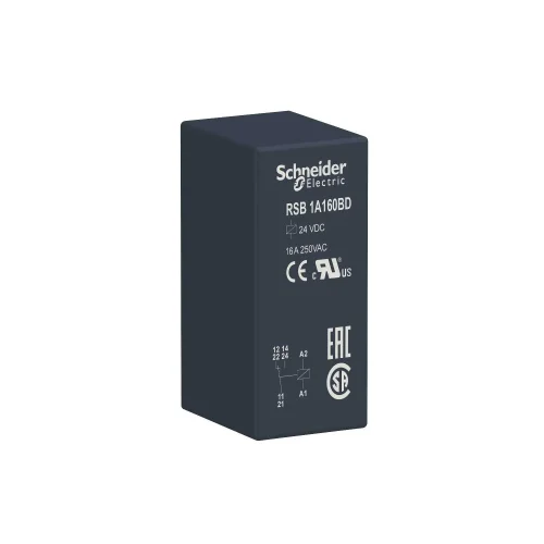Schneider Electric RSB1A160BD Arayüz Takılabilir Röle - Zelio Rsb - 1 K/A - 24 V Dc - 16 A - 1
