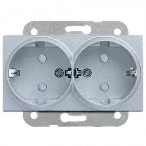 Artline 92605058 Novella/Trenda Gümüş İkili Topraklı Priz Çocuk Korumalı Kapak (Mekanizma Hariç) - 1