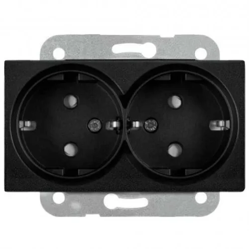 Artline 92605558 Novella/Trenda Siyah İkili Topraklı Priz Çocuk Korumalı Kapak (Mekanizma Hariç) - 1