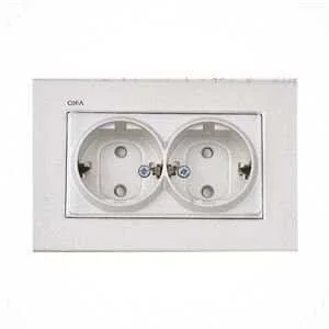 Artline 92605658 Novella/Trenda Met Beyaz İkili Topraklı Priz Çocuk Korumalı Kapak (Mekanizma Hariç) - 1