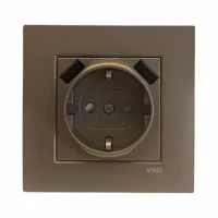 Artline 93000392 Novella Antrasit 2 Usb'Li Topraklı Priz Komple - 1