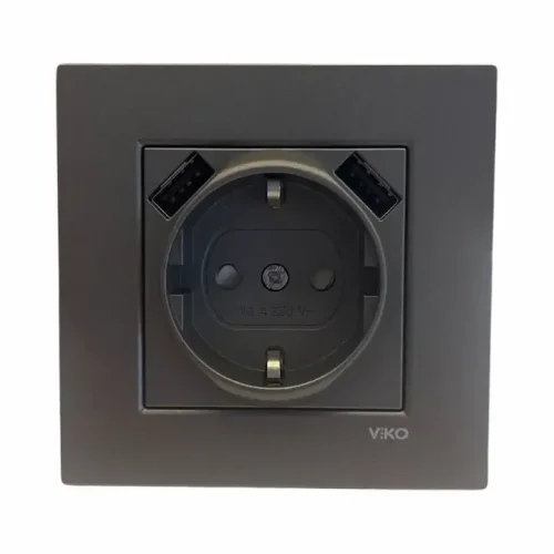 Artline 93000492 Novella Füme 2 Usb'Li Topraklı Priz Komple - 1