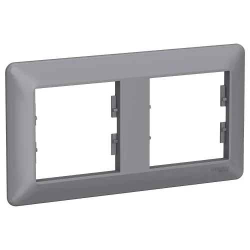 Schneider Electric EPH5805262 Asfora Em Plus İkili Yatay Çelik Renk Çerçeve - 1