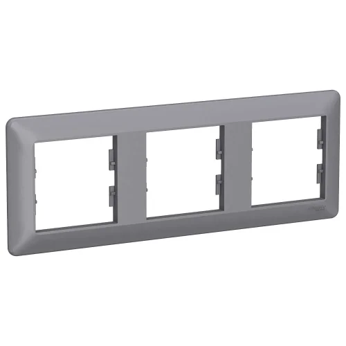 Schneider Electric EPH5805362 Asfora Em Plus Üçlü Yatay Çelik Renk Çerçeve - 1