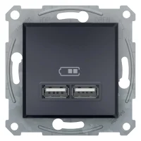 Schneider Electric EPH2700271 Asfora İkili Usb Priz Type A 21A Antrasit Renk- Çerçevesiz - 1