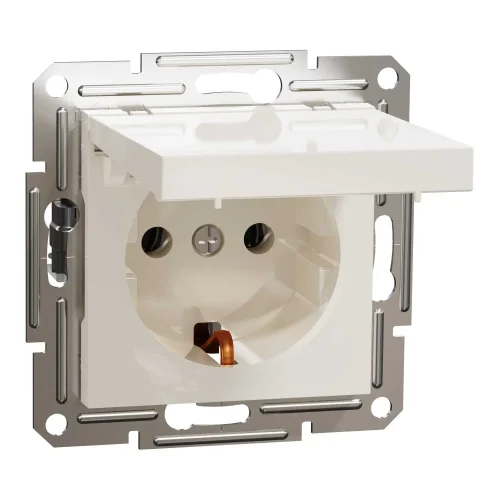 Schneider Electric EPH3170123 Asfora Kapaklı Topraklı Priz 16A Krem Renk - Çerçevesiz - 1