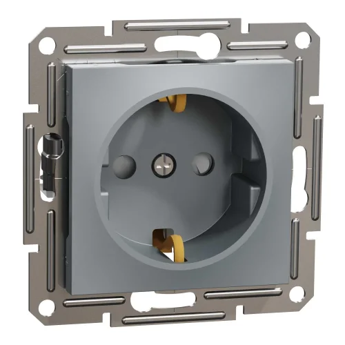 Schneider Electric EPH2900262 Asfora Plus Çocuk Korumalı Topraklı Priz 16A Çelik Renk - Çerçevesiz - 1