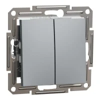 Schneider Electric EPH0600162 Asfora Plus İkili Vavien Çelik Renk - Çerçevesiz - 1