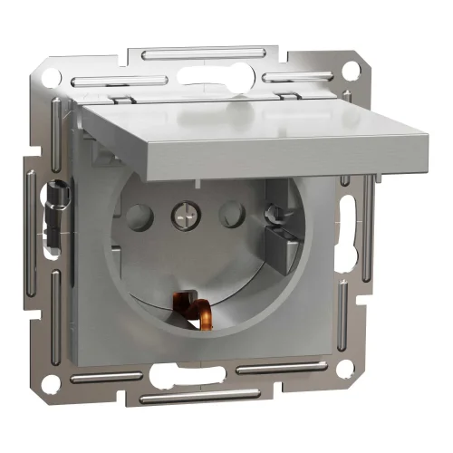 Schneider Electric EPH3100161 Asfora Plus Kapaklı Topraklı Priz 16A Alüminyum Renk - Çerçevesiz - 1