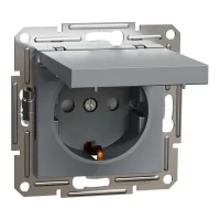 Schneider Electric EPH3100162 Asfora Plus Kapaklı Topraklı Priz 16A Çelik Renk - Çerçevesiz - 1