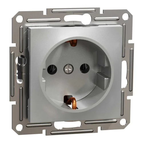 Schneider Electric EPH2900161 Asfora Plus Topraklı Priz 16A Alüminyum Renk - Çerçevesiz - 1