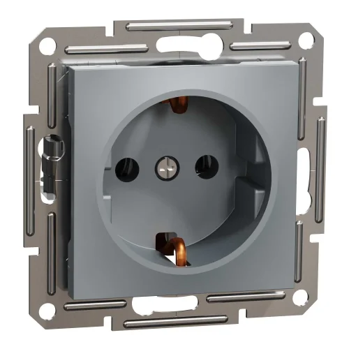 Schneider Electric EPH2900162 Asfora Plus Topraklı Priz 16A Çelik Renk - Çerçevesiz - 1