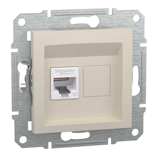Schneider Electric EPH4770123 Asfora Tekli Rj45 Cat6 Utp Krem Renk - Çerçevesiz - 1