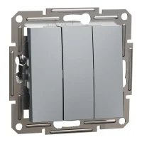 Schneider Electric EPH2100162 Asfora Üçlü Anahtar Çelik Renk- Çerçevesiz - 1
