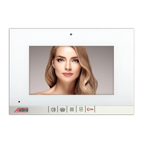 Audio 1188 Mekanik Butonlu (Beyaz Cam - Metalik Boyalı Gövde - Metalik Boyalı Çıtalı) 7” Slim Bas-Konuş Görüntülü Diafon - 1