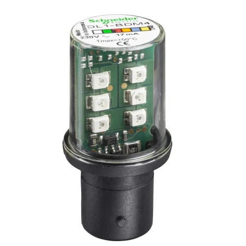Schneider Electric DL1BDM4 Ba15D Tabanlı Korumalı Led Ampul - Sabit - Kırmızı - 230 V - 1
