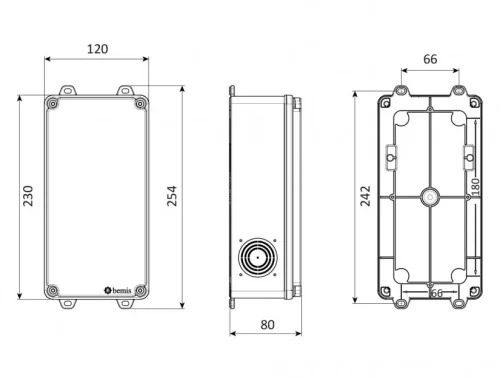 Bemis BB1-0631-0006 Opak Vidalı Kapak IP67 Plastik Buat 120x255x80 - 2