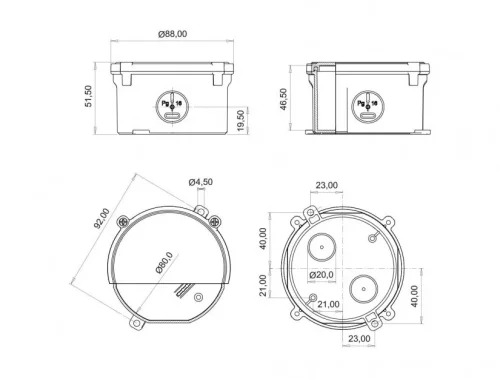 Bemis BB2-1431-0006 Opak Vidalı Kapak IP67 Plastik Buat Kutusu Ø80x45mm - 2