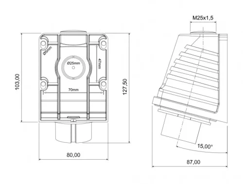Bemis BC1-1102-2236 CEE Norm IP44 24V 90° Eğik Duvar Fiş - 2