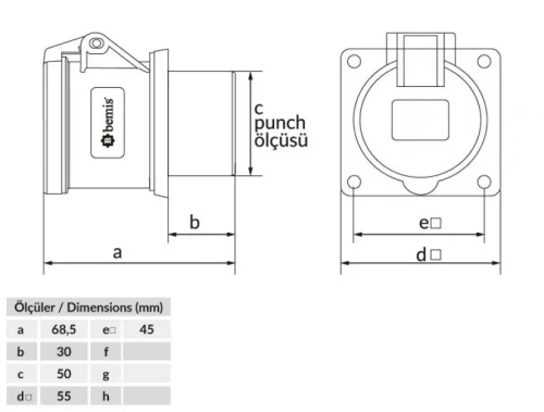 Bemis BC1-1102-2414 CEE Norm IP44 24V Makine Priz (Tek Parça) - 2