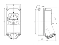 Bemis BC1-1504-7540 CEE Norm IP67 4/16A İnterlock 90° Eğik Duvar Priz - 2