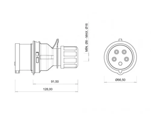 Bemis BC1-1505-2011 CEE Norm IP44 5/16A Düz Fiş - 2