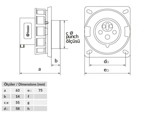 Bemis BC1-1505-7070 CEE Norm IP67 5/16A Enversör Makine Fişi - 2