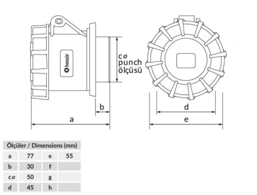 Bemis BC1-3102-7414 CEE Norm IP67 32A Makine Priz (Tek Parça) - 2