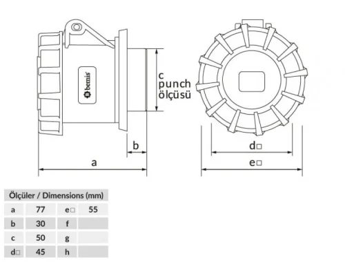 Bemis BC1-3103-7414 CEE Norm IP67 32A Makine Priz (Tek Parça) - 2