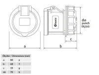 Bemis BC1-3303-2440 CEE Norm IP44 3/32A Somunlu Priz - BEMİS (1)