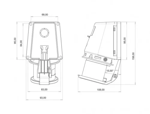 Bemis BC1-3403-2235 CEE Norm IP44 32A 90° Eğik Duvar Fiş (Yaylı Kapaklı) - 2