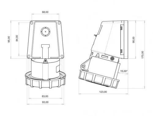 Bemis BC1-3504-7535 CEE Norm IP67 32A 90° Eğik Duvar Priz - 2