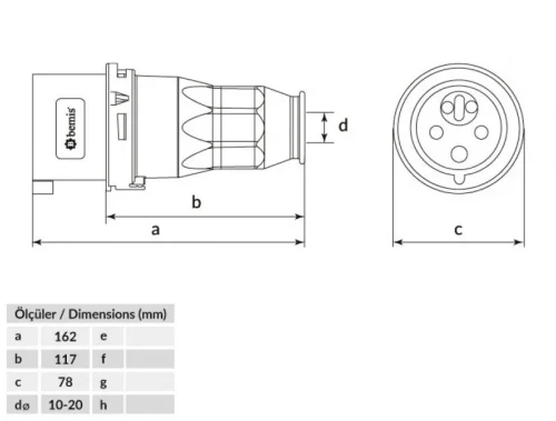 Bemis BC1-3505-2050 CEE Norm IP44 32A Enversör Düz Fiş - 2