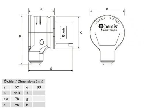 Bemis BC1-3505-2080 CEE Norm IP44 32A 90° Eğik Enversör Döner Fiş - 2