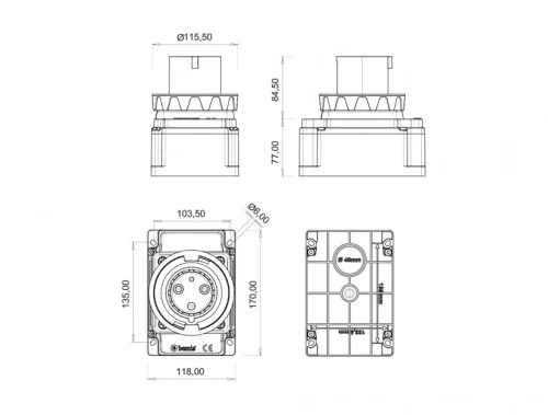 Bemis BC1-4403-7210 CEE Norm IP67 63A Duvar Fiş - 2