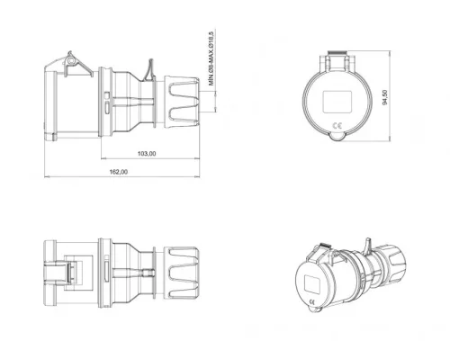 Bemis BCS-3403-2312 CEE Norm IP44 3/32A Uzatma Priz - 2