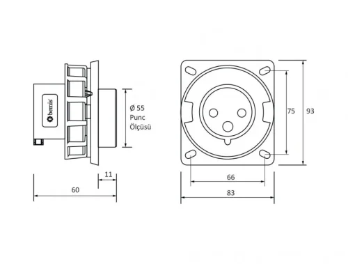 Bemis BCS-3403-7114 CEE Norm IP67 3/32A Makine Fişi - 2