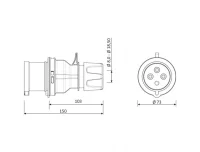 Bemis BCS-3504-2011 CEE Norm IP44 4/32A Düz Fiş - BEMİS (1)
