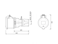 Bemis BCS-3505-2312 CEE Norm IP44 5/32A Uzatma Priz - BEMİS (1)