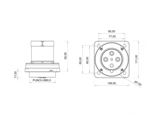 Bemis BCS-4504-2114 CEE Norm IP44 4/63A Makine Fişi - 2