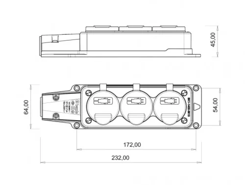 Bemis BK1-1402-3623 1/16A Kauçuk Üçlü Grup Priz Fransız Tipi - 2